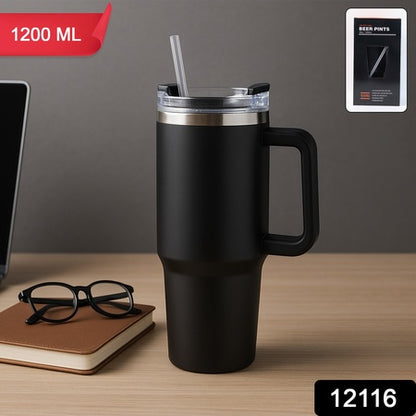 Premium 1200 Ml Stainless Steel Vacuum Insulated Travel Mug With Straw And Handle (1200ml  1 Pc)