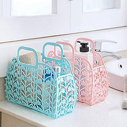 Plastic Foldable Basket Bag  Fruit  Vegetable Storage Basket (3 Pcs Set  Multicolor)