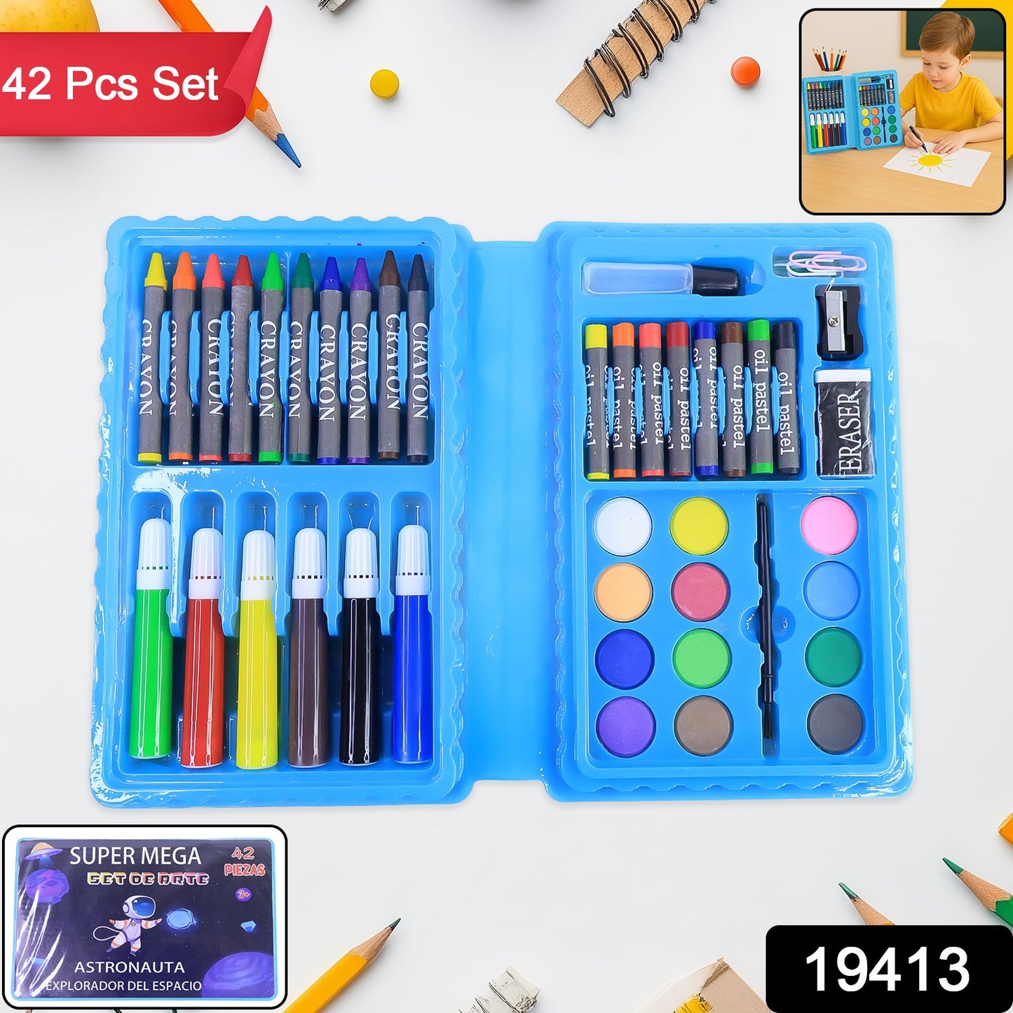 42-piece Complete Kids Art  Craft Stationery Set