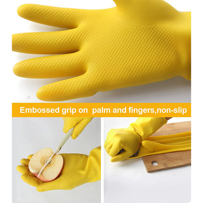 2 Pair Med Yellow Gloves For Types Of Purposes Like Washing Utensils Gardening And Cleaning Toilet Etc.