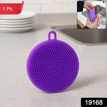Purple Silicone Dish Scrubber Sponge Mildew Free Non Stick Heat Resistant