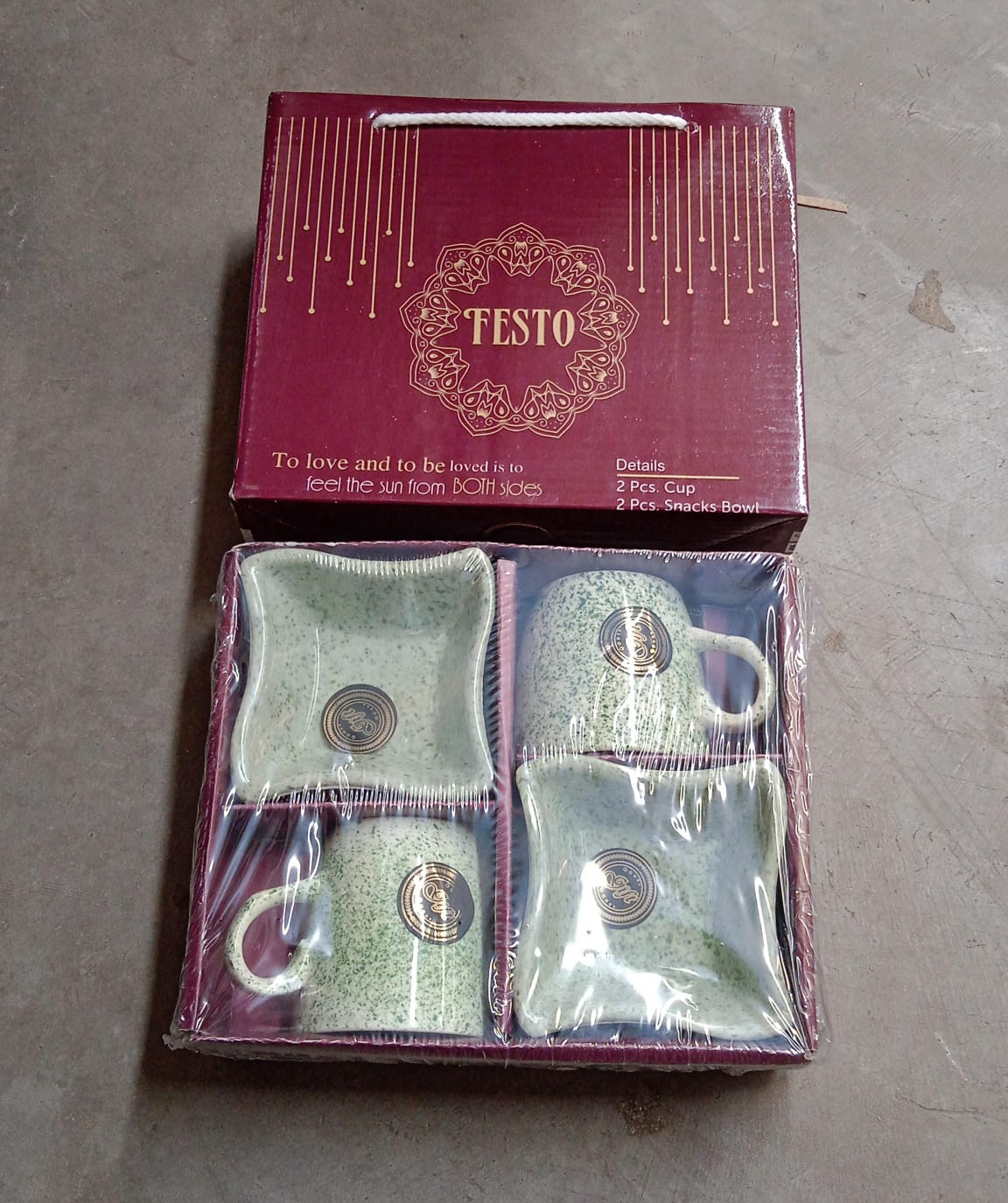 Festo Ceramic Tea  Cups  Mug Set Including Snacks  Serving Bowl Milk Cup Coffee Cup Tea Cup Breakfast Cup Drinking Mug Or Outdoor For Household Gift For Birthday Wedding Party (4 Pcs Set)