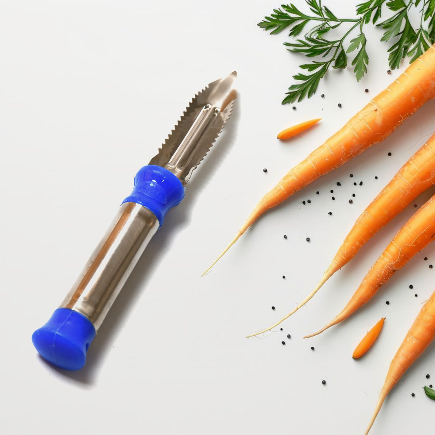 2in1 Multi-purpose Stainless Steel Peeler With Hanging Ring For Vegetables Potato Peeler Carrot Grated Suitable For Peeling And Shredding Fruit And Vegetables Kitchen Accessories Piller (1 Pc)