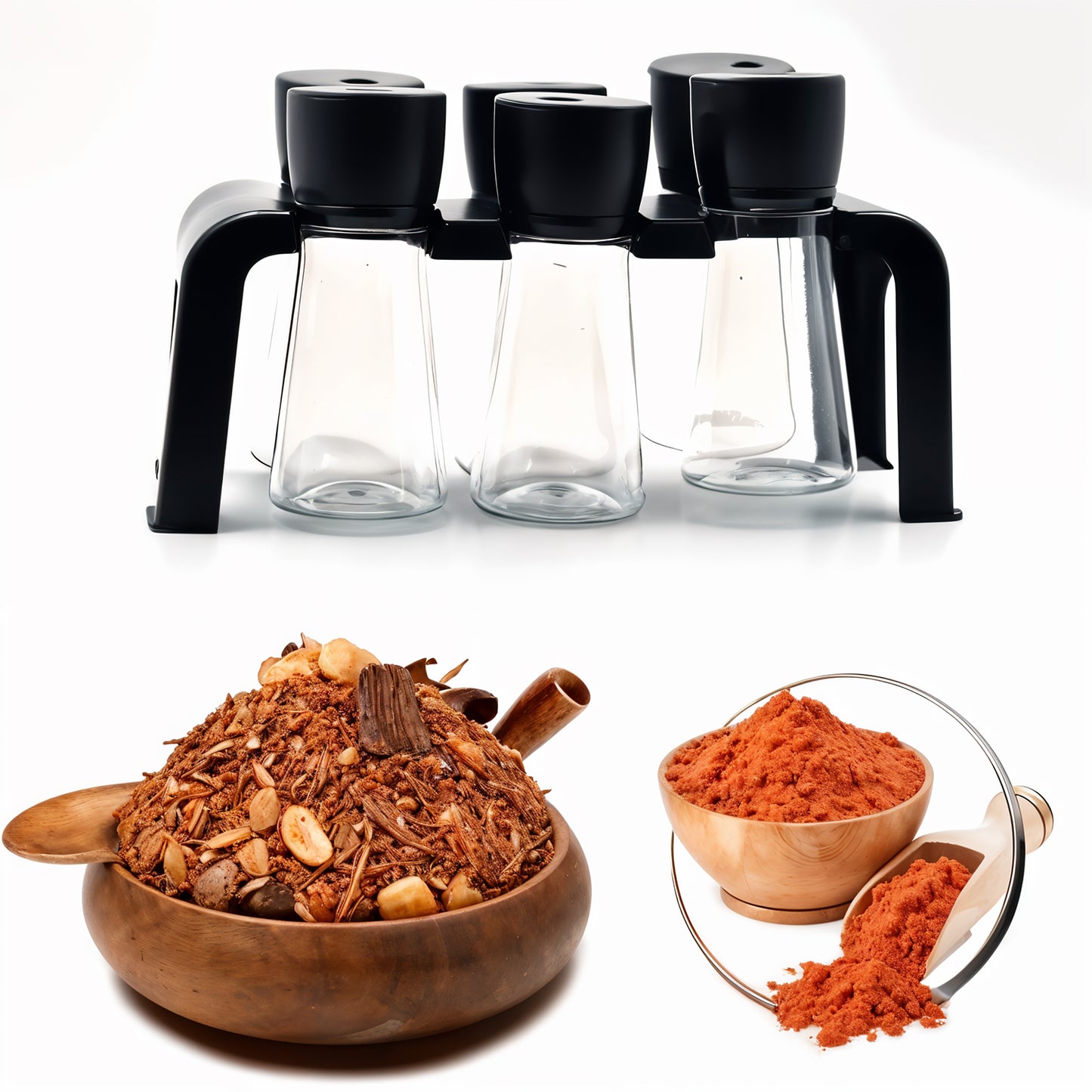 6-piece Plastic Spice Jar Set With Stand