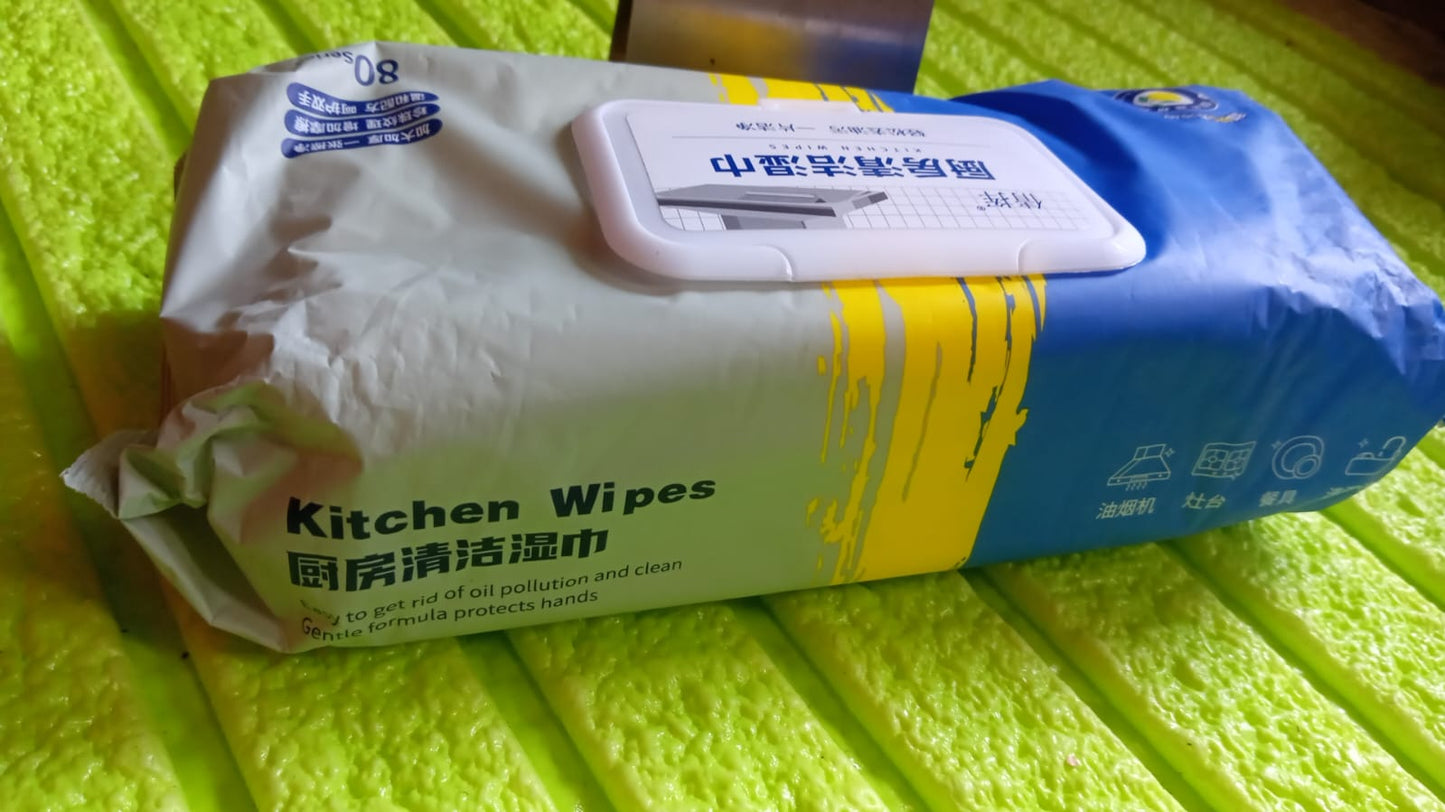 Kitchen Cleaning Wipes  Strong Decontamination Kitchen Wipes  Disposable Kitchen Wet Wipes Household Cloth Towel For Removing Grease Stains And Cleaning Glass (Pack Of 80 Pcs)