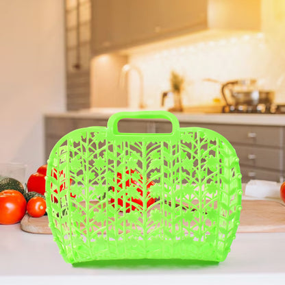 Plastic Foldable Basket Bag  Fruit  Vegetable Storage Basket (3 Pcs Set  Multicolor)