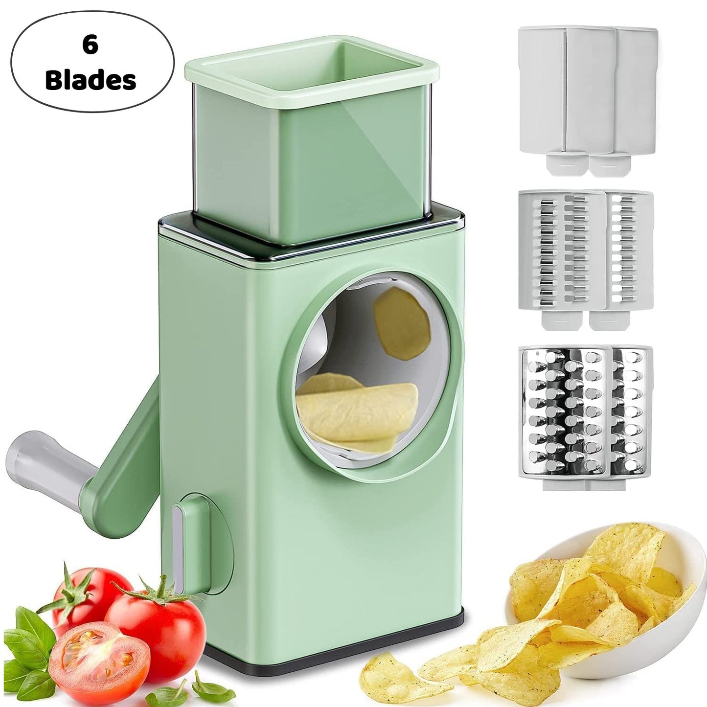 Stainless Steel Vegetable Chopper Veg Chopper And Dicer With 6 Blades  Brush Kitchen Multifunctional Mandoline Vegetable Slicer For Veggies Onion Garlic Potatoes Fruits Cookie Oreo Vegetable Cutter Stable Suction Base For Home Kitchen