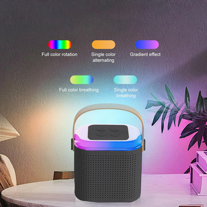 Wireless Speaker Microphone Set Rgb Light Support Memory Card Portable karaoke Machine Perfect  For Travel Tv