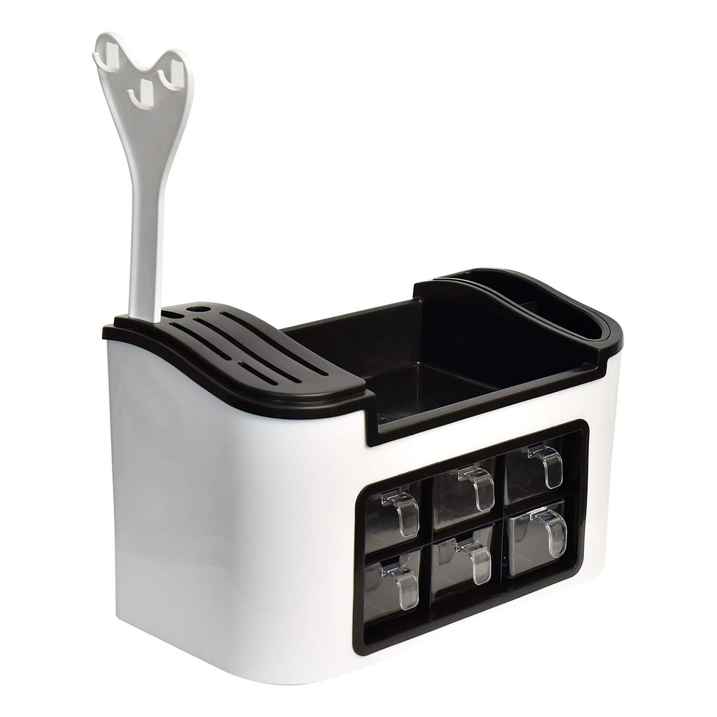 Multifunctional Kitchen Storage Organizer Rack With 6 Spice Containers Knife, Spoon, Holder And Top Shelf