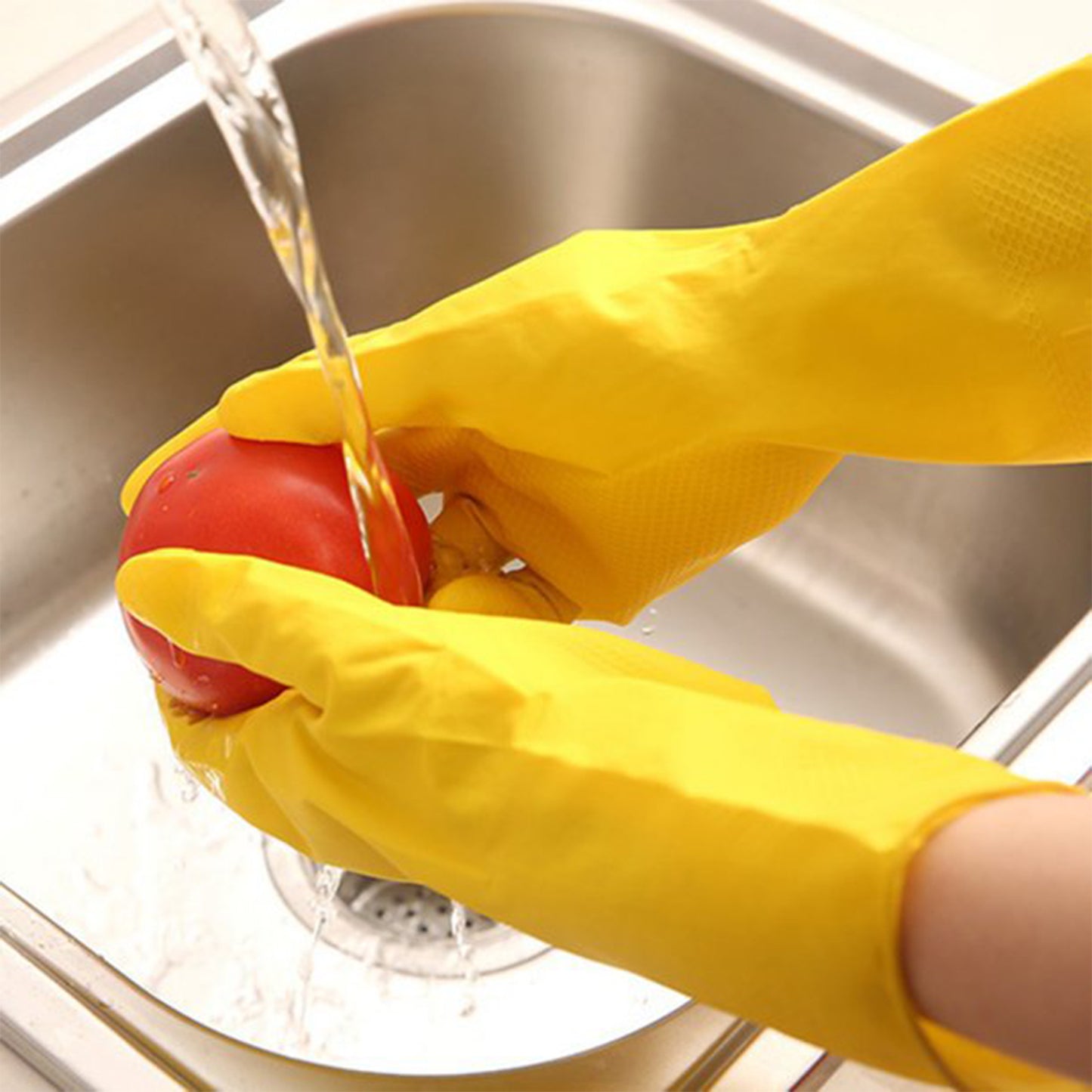 2 Pair Med Yellow Gloves For Types Of Purposes Like Washing Utensils Gardening And Cleaning Toilet Etc.