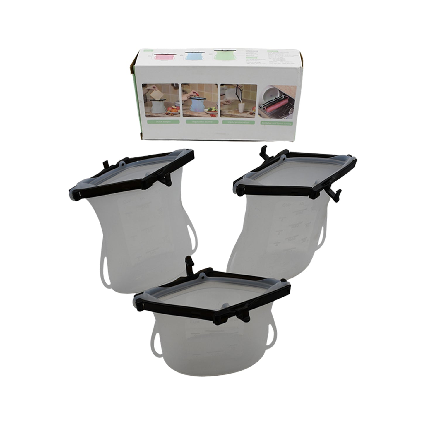 Reusable Silicone Food Storage Bag 3 Bag Set Leakproof Lock Reusable Flat Bottom Freezer Bags Sandwich Bags  Silicone Food Grade Kids Snack Bags  Bpa Free Microwave Dishwasher Safe