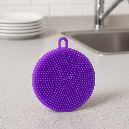 Purple Silicone Dish Scrubber Sponge Mildew Free Non Stick Heat Resistant
