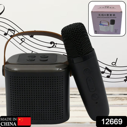 Wireless Speaker Microphone Set Rgb Light Support Memory Card Portable karaoke Machine Perfect  For Travel Tv