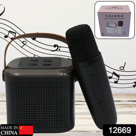 Wireless Speaker Microphone Set Rgb Light Support Memory Card Portable karaoke Machine Perfect  For Travel Tv