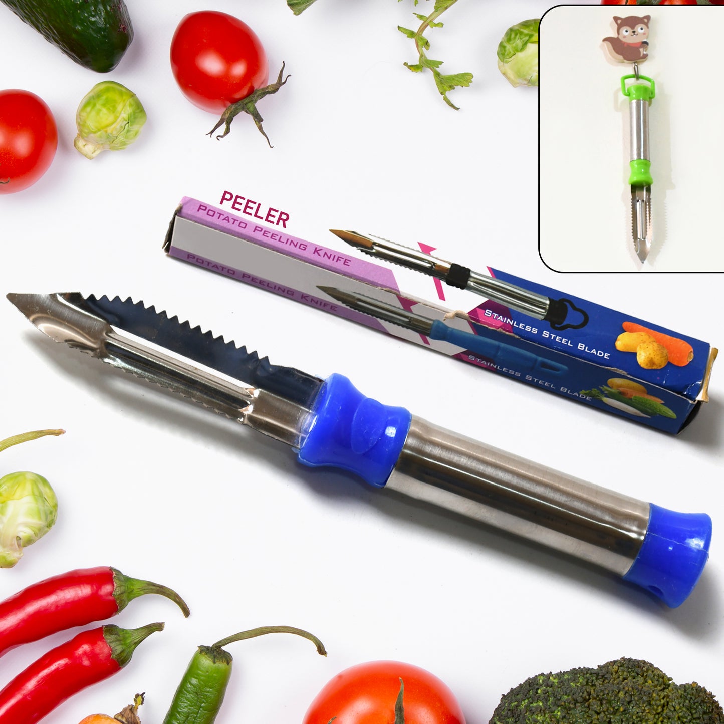 2in1 Multi-purpose Stainless Steel Peeler With Hanging Ring For Vegetables Potato Peeler Carrot Grated Suitable For Peeling And Shredding Fruit And Vegetables Kitchen Accessories Piller (1 Pc)