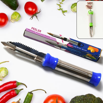 2in1 Multi-purpose Stainless Steel Peeler With Hanging Ring For Vegetables Potato Peeler Carrot Grated Suitable For Peeling And Shredding Fruit And Vegetables Kitchen Accessories Piller (1 Pc)